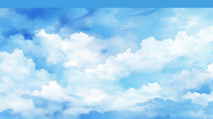 watercolor blue sky, cloud