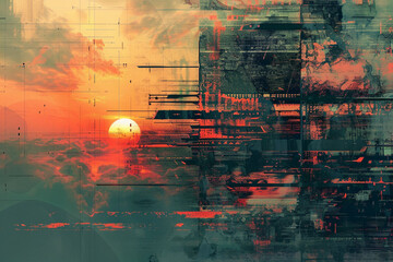 Abstract digital dawn