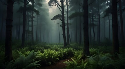 A high quality horizontal seamless background of landscape with deep jungle.generative.ai - obrazy, fototapety, plakaty