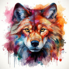 Watercolor Wolf Head, clipart Illustration, Generative Ai