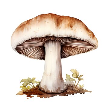 Mushroom. Hand drawn watercolor illustration isolated on white background