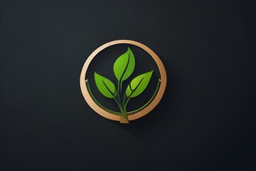 growing leaf logo icon design, circle Earth with plant graphic element, symbol, sign for green Earth Day, nature globe and greening earth logo template Generative AI