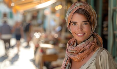 Smiling Young Woman Wearing Head Scarf