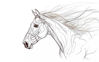Continuous one line drawing. horse race  Vector illustration
