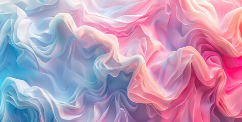 3d render of abstract background with colorful waves, soft gradient colors, blue and pink and white, fluid shapes