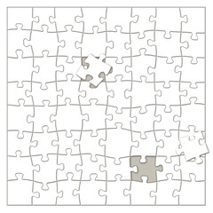 Jigsaw puzzles pieces mockup illustration, isolated on white backgroun.