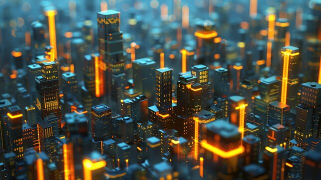 city of cybersecurity digital data of futuristic and technology of the internet and big data of cloud computing using artificial intelligence AI generated