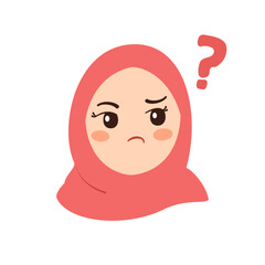Hijab Muslim Girl Thinking Emoticon