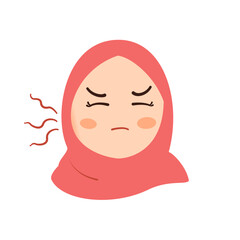 Hijab Muslim Girl in Pain Emoticon