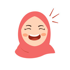Hijab Muslim Girl Laughing Emoticon