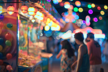 Obraz premium Bokeh lights at a night carnival joyful atmosphere