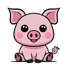 Obraz na płótnie Canvas Charming Pink Pig: Kawaii Chibi Style for Sweet 2D Designs illustration vector eps 
