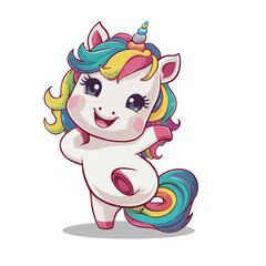 Kawaii Chibi Unicorn: Cute Design Illustration in Vector