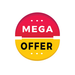 Mega offer sticker icon modern style. Banner design for business, advertising, promotion. Vector label design.
