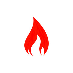 Red flame in flat style on white background.
