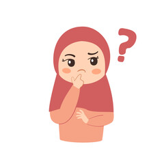 Cute Hijab Muslim Girl Thinking