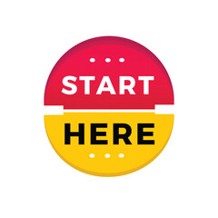 Start here sticker icon modern style. Banner design for business, advertising, promotion. Vector label design.
