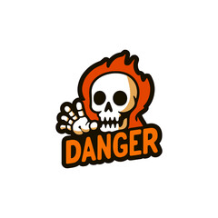 danger skull fire sticker tshirt vector illustration template design