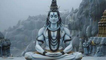 Devotional Images of Lord Shiva in Worship: A Divine Presence. Concept Lord Shiva, Devotion, Worship, Spiritual, Sacred