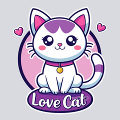 cat with heart t shirt vector illustration, love cat sticker