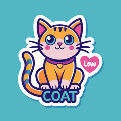 cat with heart t shirt vector illustration, love cat sticker
