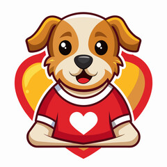 dog with heart t shirt vector illustration, love cat sticker