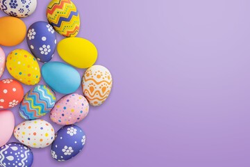 Fototapeta na wymiar Colorful fresh Easter eggs on colored background