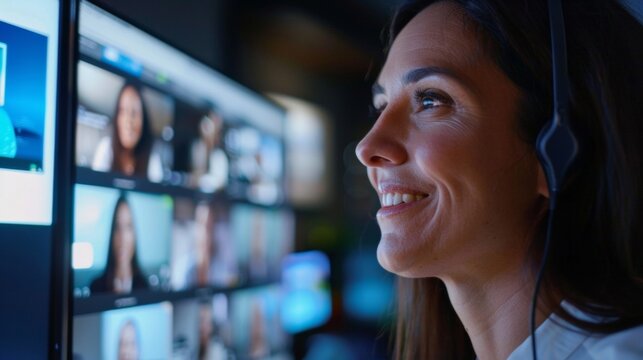 Closeup of a video conferencing window showing a virtual teaching assistant available for oneonone assistance with students who have physical disabilities. .