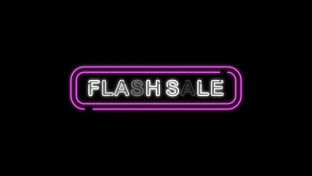 Flash sale animation lightning on black background. 4k video