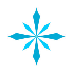 Blue snowflake winter icon flat vector design
