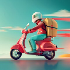 Craft a 3D illustration that showcases an online express delivery scooter, AI Generative