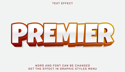 Premier text effect template in 3d design