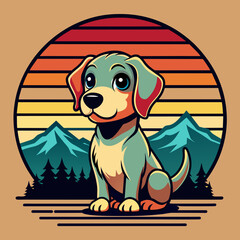 dog on the beach t shirt vector illustration