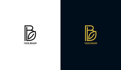 Letter B leaf logo. Leaf icon, line, letter B, natural. Vector illustration design