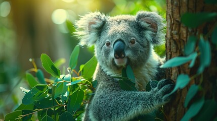 Naklejka premium Koala Wonderland: Branch Dweller in 4K Splendor