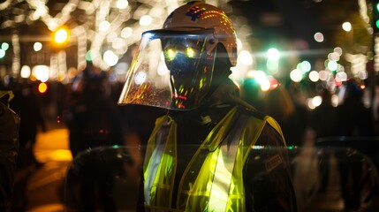 Protester in Reflective Gear Standing Out AI Generated