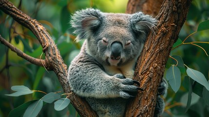 Leafy Banquet: Koala Bear Serenity in 4K Resolution