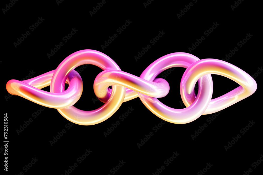 Poster 3d colorful chain on a black background. digital code chain. 3d rendering