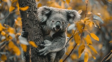 Fototapeta premium Eucalyptus Oasis: Koala Lounging in 4K Detail