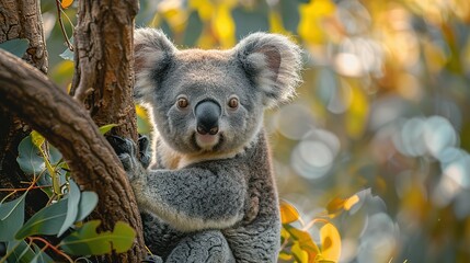 Naklejka premium Eucalyptus Oasis: Koala Lounging in 4K Detail