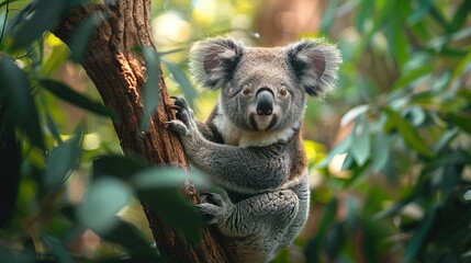 Naklejka premium Eucalyptus Oasis: Koala Lounging in 4K Detail