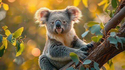 Fototapeta premium Branch Retreat: Koala Bear Indulgence - 4K Wallpaper