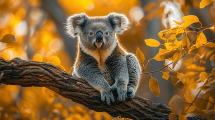Fototapeta premium Leafy Haven: Koala Bear Relaxation in 4K Clarity