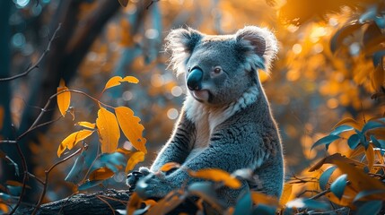 Naklejka premium Branch Buffet: Koala Bear Dining Experience - 4K View