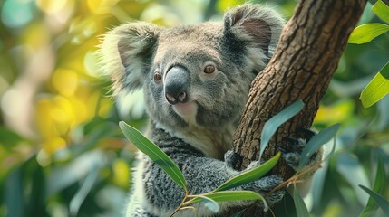 Naklejka premium Branch Buffet: Koala Bear Dining Experience - 4K View