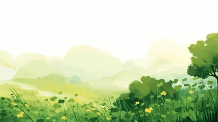 green hill watercolor