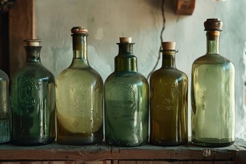 Olive oil in vintage bottles