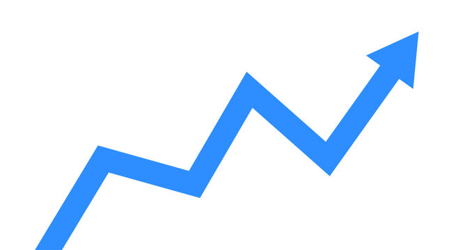 Business financial target with growth blue arrow background design template. Investment stock market economy plan.
