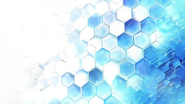 abstract hexagon white background  blue light and white. seamless looping overlay 4k virtual video animation background