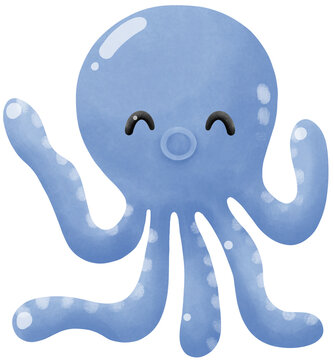 recommend clip art: Blue squid animal